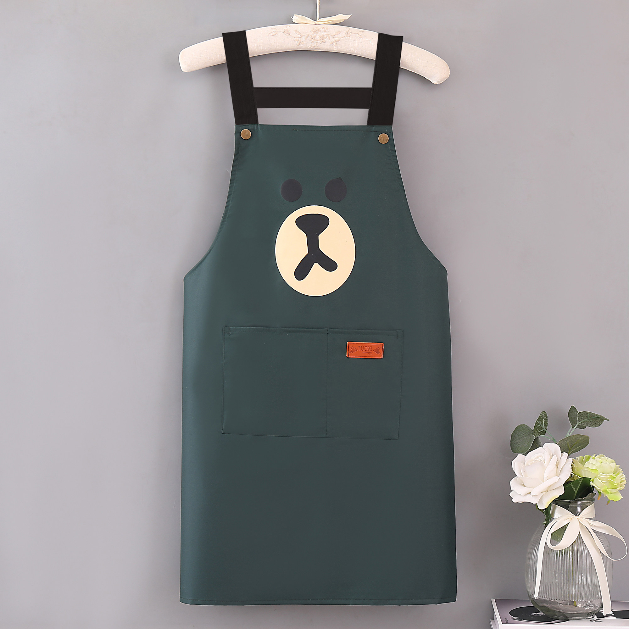 新款围裙家用做饭印字厨房防水餐饮定制工作服可爱男女防水放油