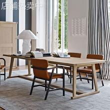 北欧实木餐桌椅组合家用小户型长条会议桌办公电脑桌简约现代桌子