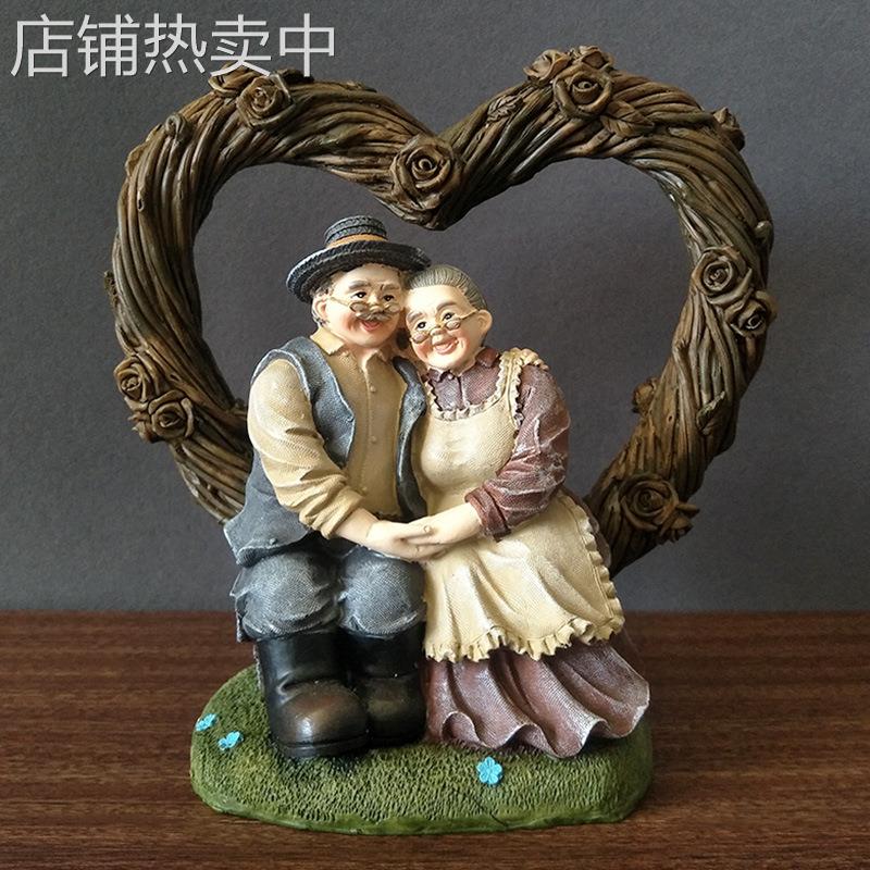 酒柜客厅家居装饰品老头老太太卧室小摆件电视玄关创意高档工艺品