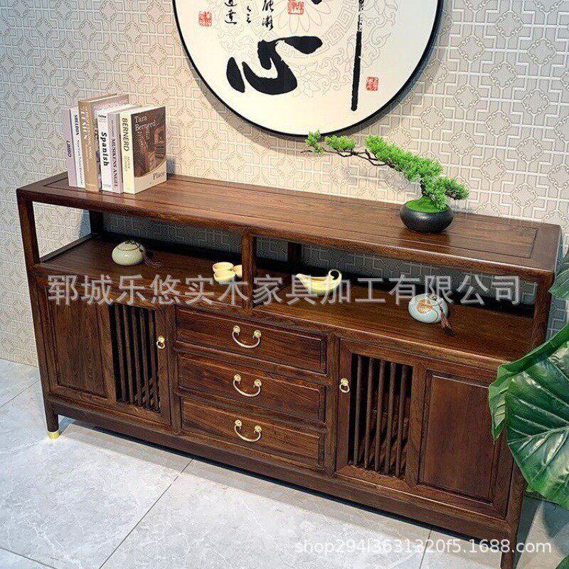 新中式老榆木柜子隔断入户玄关台储物柜餐厅边柜实木餐边柜电视柜