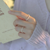 罕见极小2mm天然淡水小珍珠戒指戒子叠带美国14k包金不掉皮
