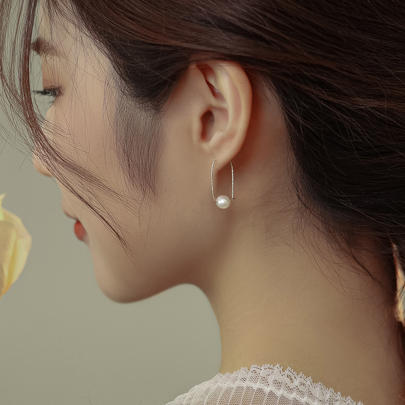 小众轻奢绕线天然珍珠耳环女百搭