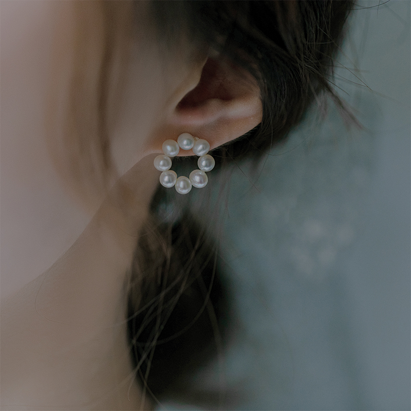 高级感网红复古港风圆形圈珍珠