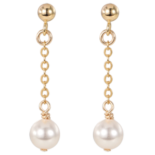 迷你版风在吹 14k包金小珍珠耳坠耳线耳钉长款耳饰小巧流苏耳环女