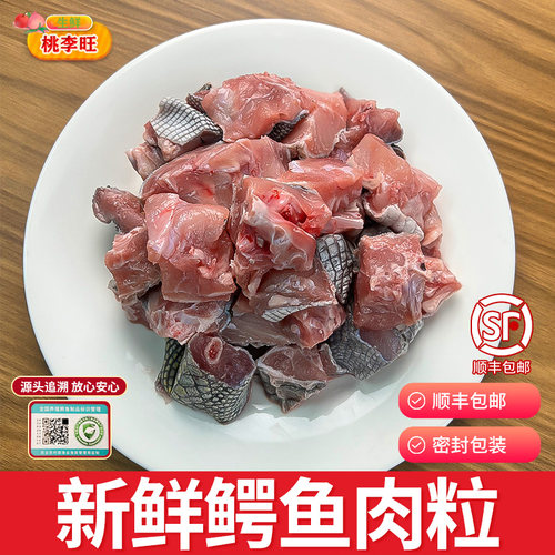 新鲜带皮鳄鱼肉粒带骨三斤包邮