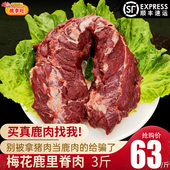 鹿肉 新鲜现杀 梅花鹿里脊肉 冷冻成年鲜鹿肉生鲜肉食散养 3斤