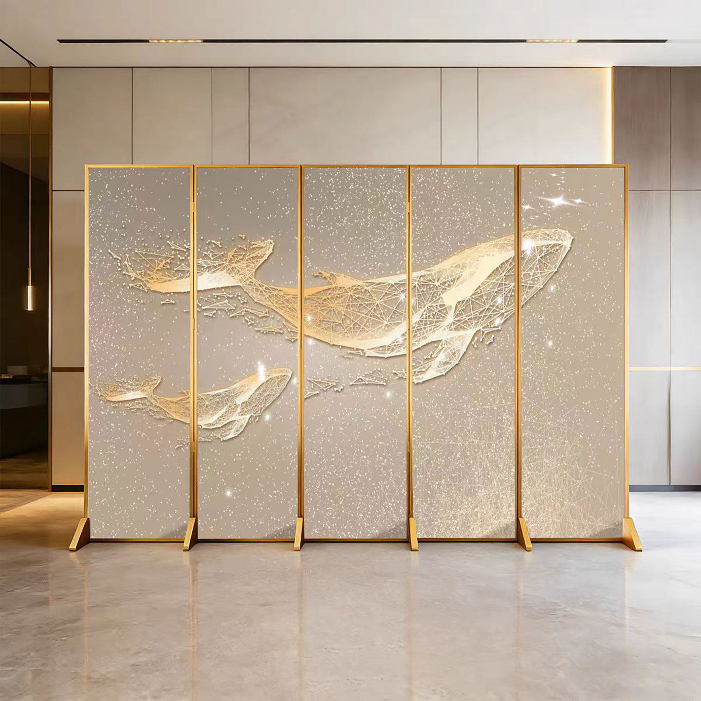 简约现代铝合金屏风隔断客厅办公室酒店餐厅可折叠移动装饰折屏