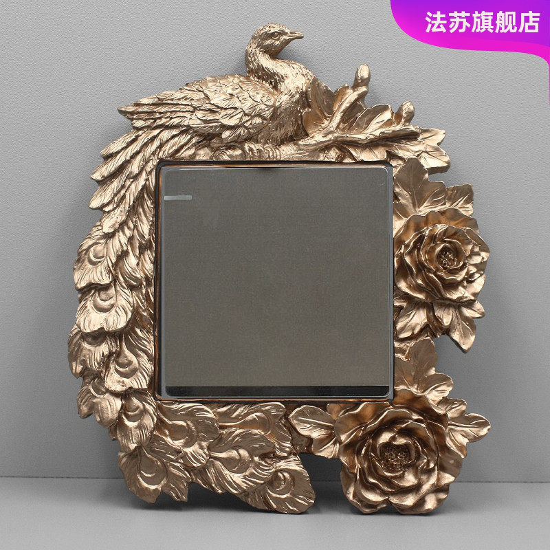 树脂欧式开关保护套金色大象奢华创意纯色灯插座贴装饰套现代客厅