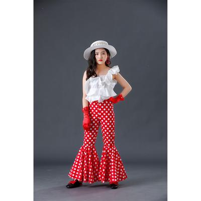 定制女童复古港风喇叭裤儿童T台时尚走秀潮服个性机车摇滚风演出
