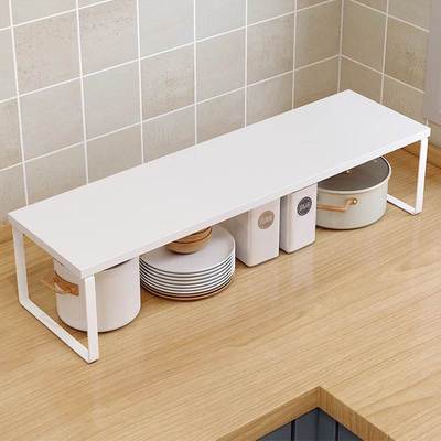 台面厨房分层置物架白色桌面储物架收纳橱柜内隔板调味料盘子锅架