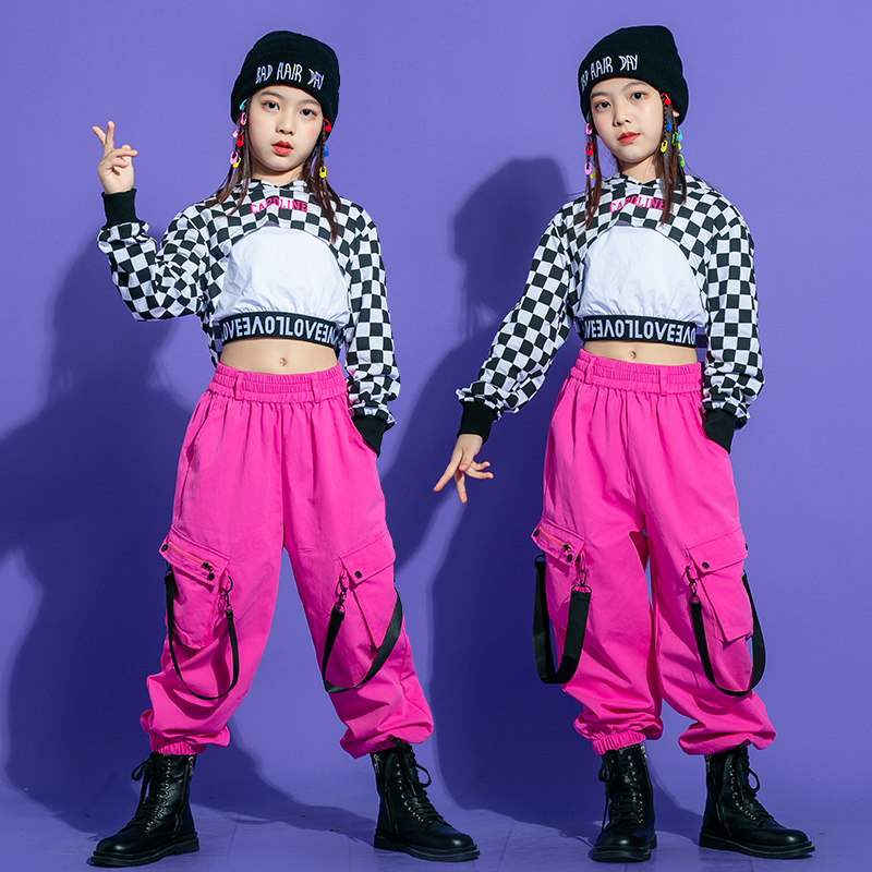 元旦儿童喜庆演出服时尚模特t台走秀表演服装嘻哈套装女童爵士舞