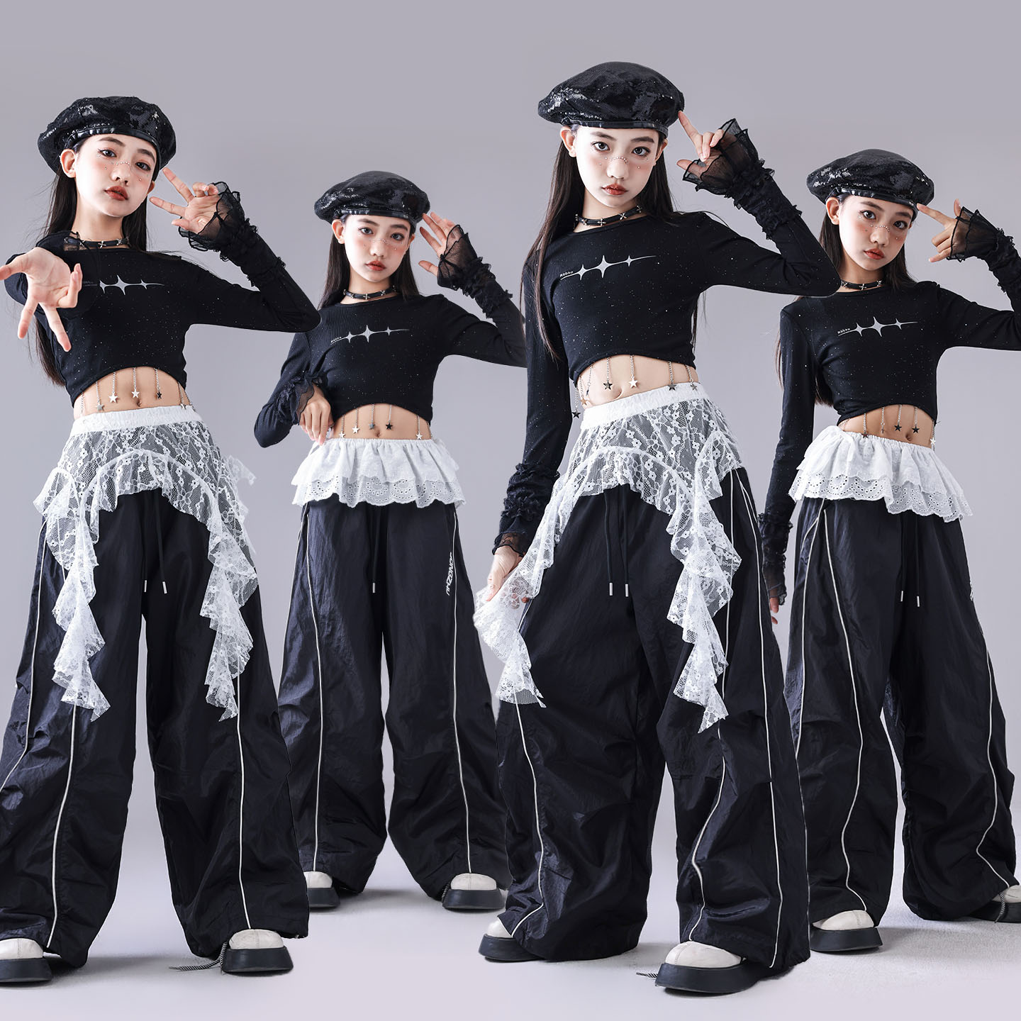 女童爵士舞服装秋季少儿街舞jazz套装女孩甜酷辣妹嘻哈走秀表演服