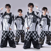 儿童街舞演出服少儿hiphop银色马甲潮男童嘻哈套装 男孩架子鼓服装