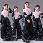 女童潮酷时髦女孩儿童jazz少儿走秀毛毛套装 元 旦演出服爵士舞服装
