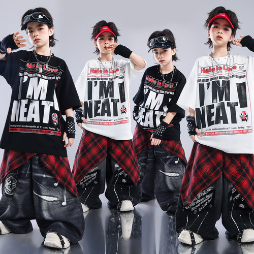 街舞儿童潮服少儿服装hiphop炸街童装男童架子鼓演出服嘻哈风套装