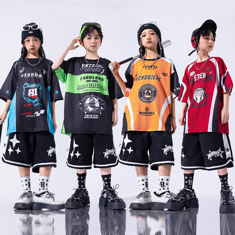 少儿hiphop演出服嘻哈街舞潮服炸街男童酷帅套装小学生运动会服装