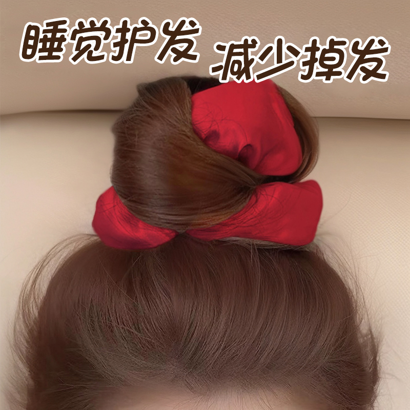 睡觉枕头缎面真丝大肠发圈高级感