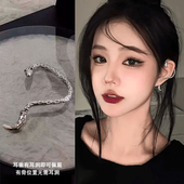 灵蛇缠绕耳挂冷淡风银色耳钉2026新款 轻奢高级感气质耳饰女 爆款