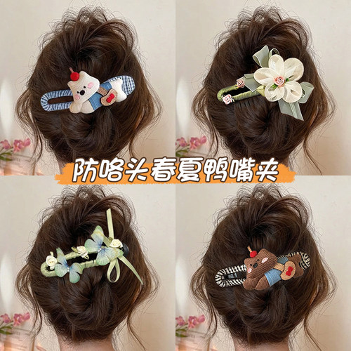 独特漂亮小狗花朵鸭嘴夹发夹发卡