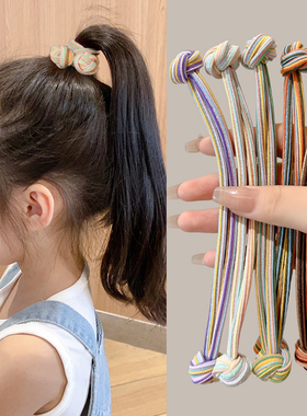 儿童马尾扎头发绳高弹力耐用皮筋高马尾不塌头绳女童纽扣发圈头饰