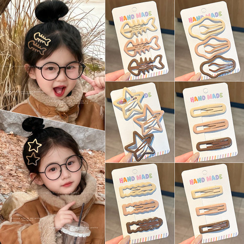 咖色云朵星星儿童发夹刘海侧边夹