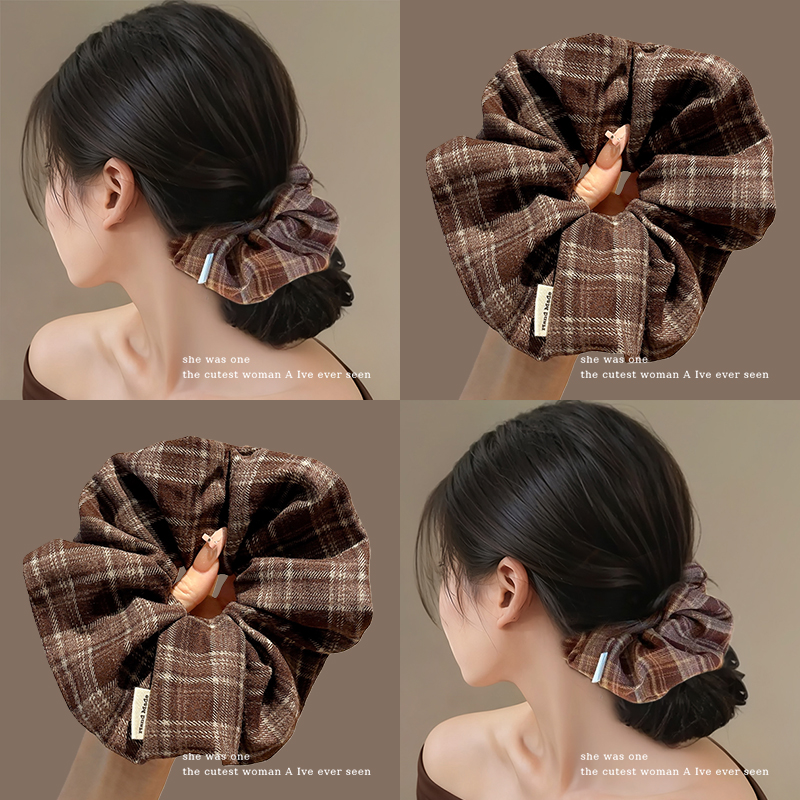 韩系高级感学院风格纹大肠发圈女