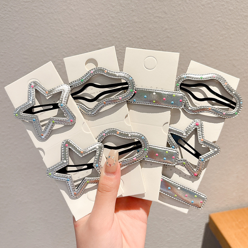 银色波点云朵星星发夹女2025新款