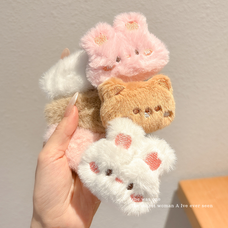 秋冬毛绒儿童发夹女孩刘海侧边夹