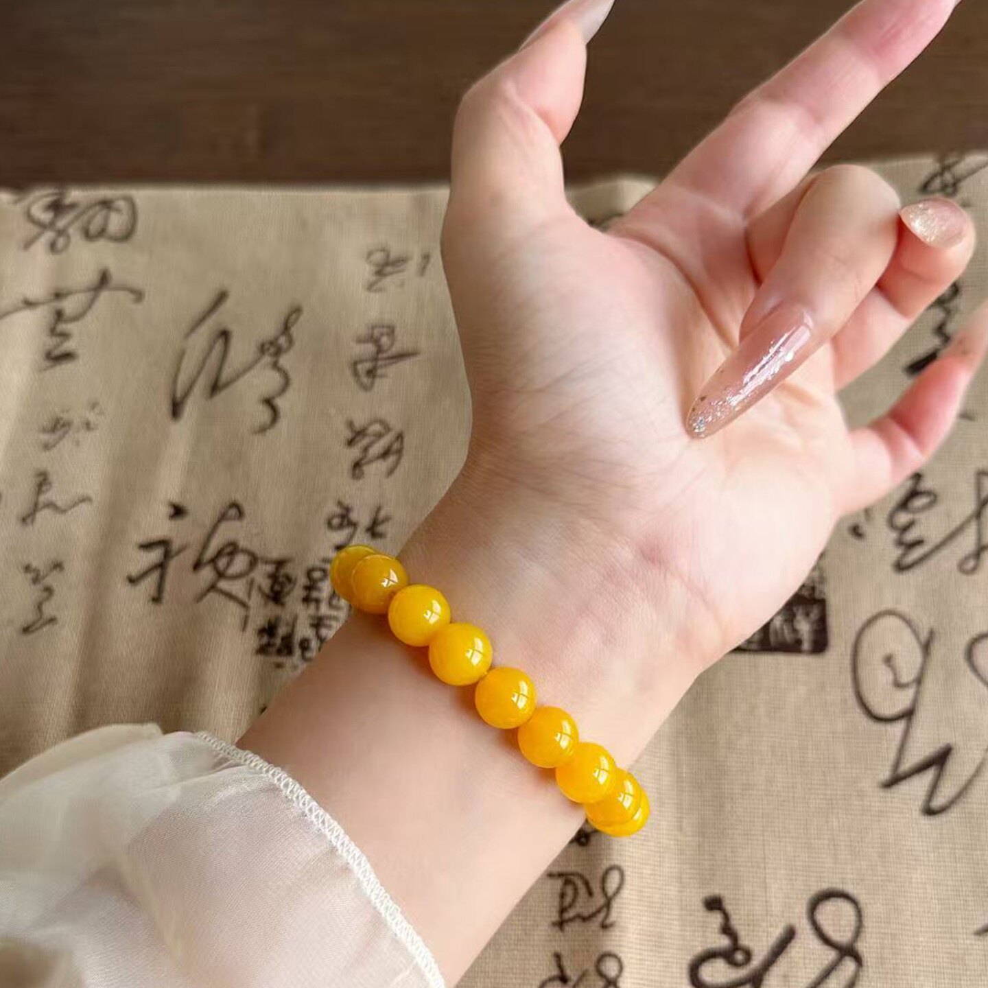暴富天然黄玛瑙手链女招财旺事业黄色玉石水晶佛珠手串送节日礼物