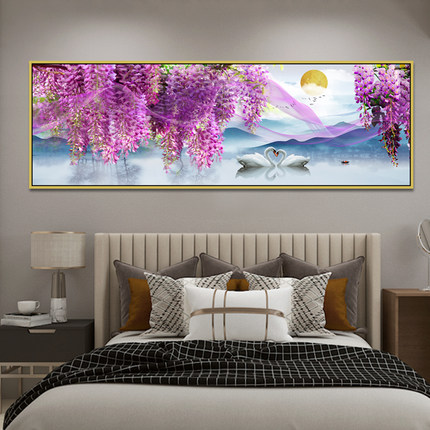 时尚卧室自粘画床头画主卧新款墙贴纸自粘墙画背景墙壁画酒店宾馆