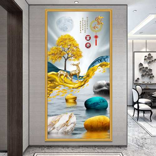 过道走廊轻奢可定制麋鹿画