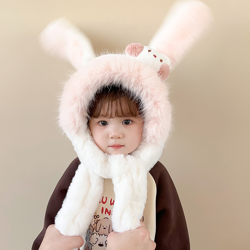 慕佩奇毛绒会动的兔耳朵帽子