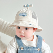 婴儿帽子夏季 遮阳帽渔夫帽可爱男童女宝宝大檐防晒网帽太阳帽透气