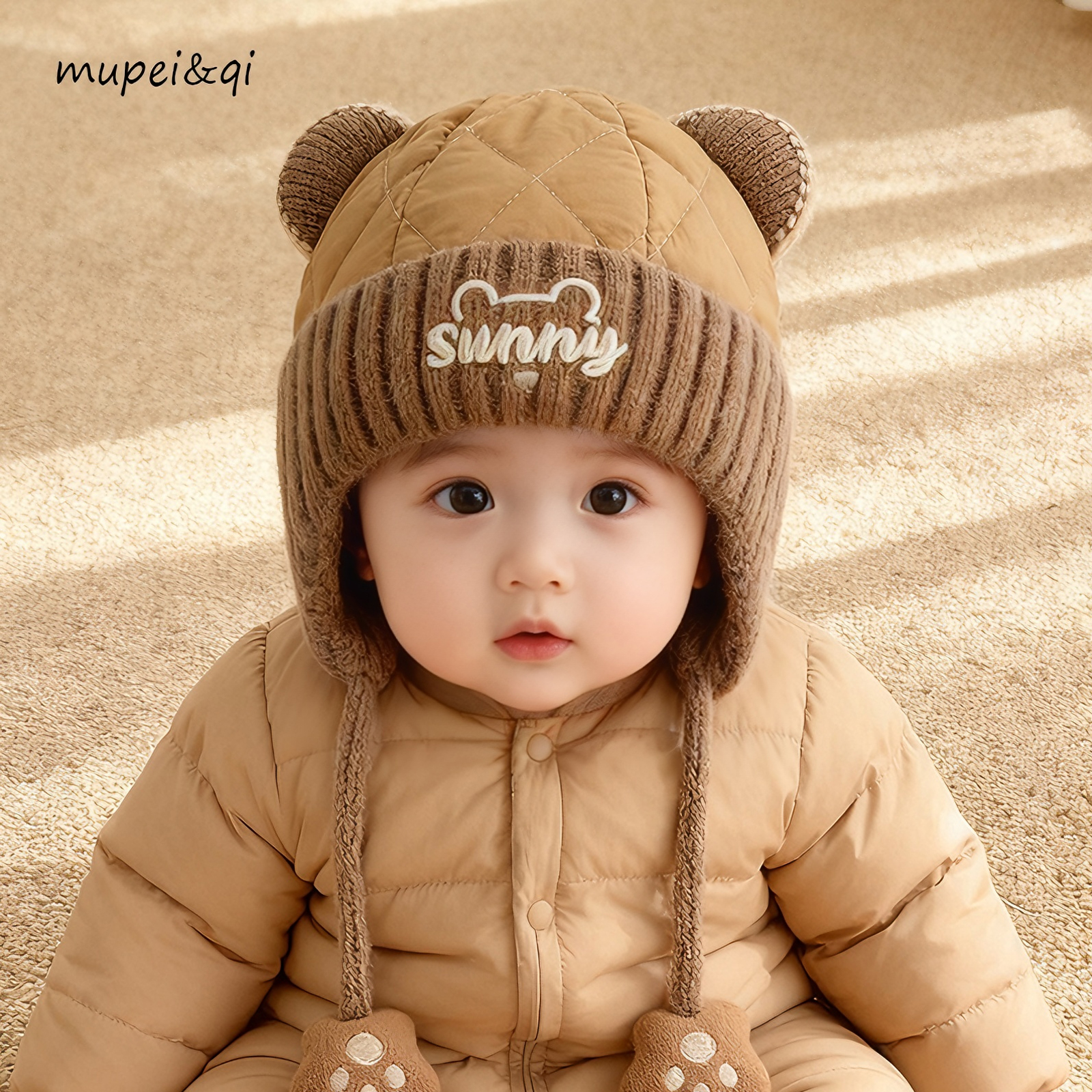 宝宝护耳帽子冬季保暖加厚字母