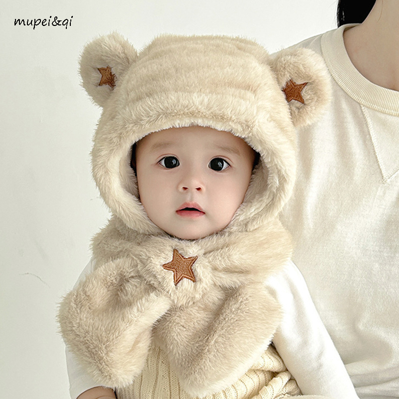 慕佩奇冬季毛绒一体帽保暖厚款