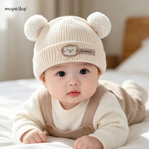 慕佩奇婴儿帽子秋冬季针织毛线帽