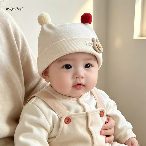 婴儿帽子秋冬保暖纯棉兔子加厚