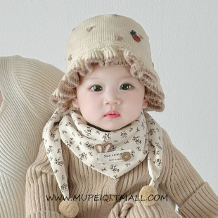 婴儿围巾秋冬新款男女宝宝三角巾围脖保暖纯棉新生儿春秋小兔防风