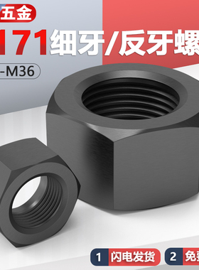 GB6171发黑细牙反牙螺母10.9级 反丝反扣螺丝母细牙左旋 M8-M36
