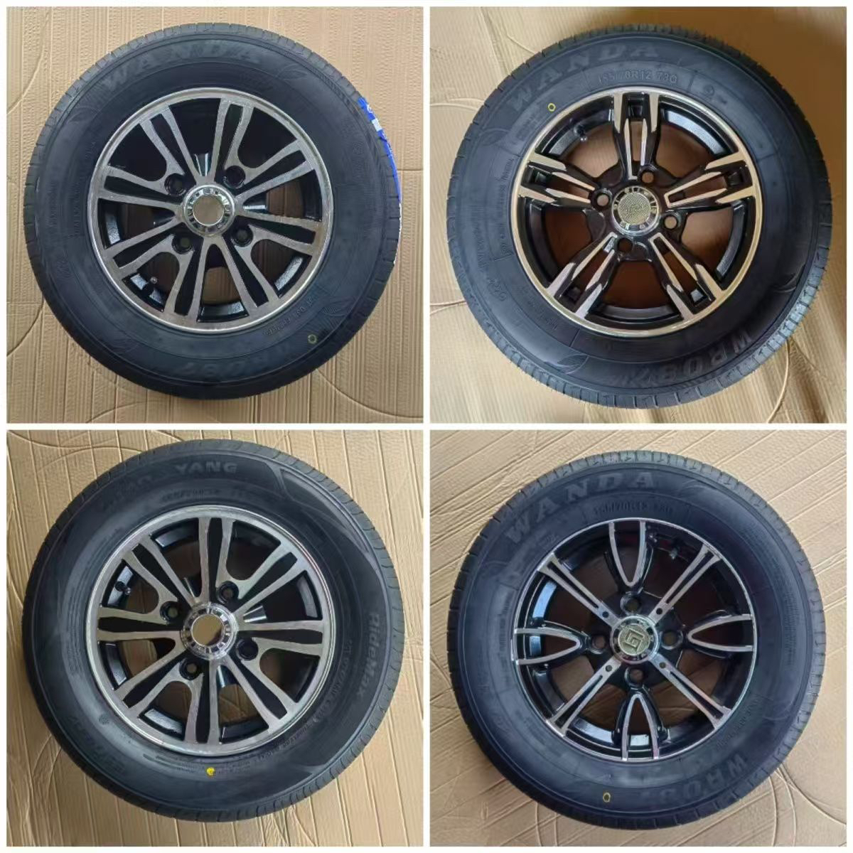 155/70R12真空胎加铝合金轮毂盛昊D3龙启名爵电动四轮车专用