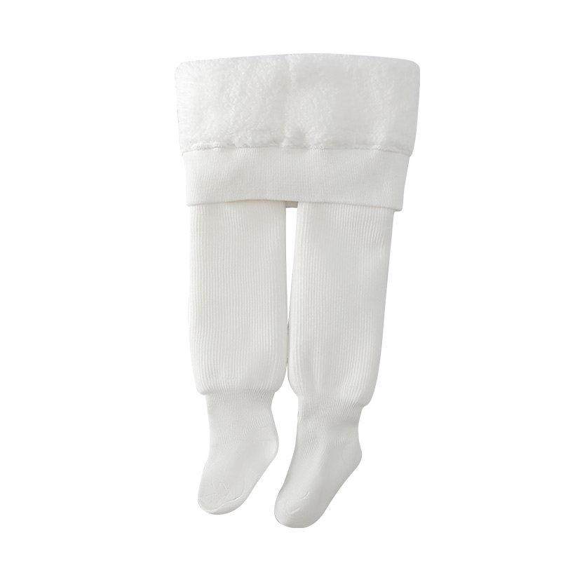 儿童打底裤春秋冬云朵绒中厚款宝宝白色外穿加绒加厚女童连裤袜子