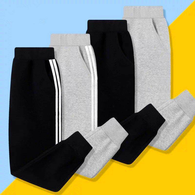 男女童裤子春秋冬季儿童纯棉灰色运动裤男孩宝宝一体薄绒黑色长裤