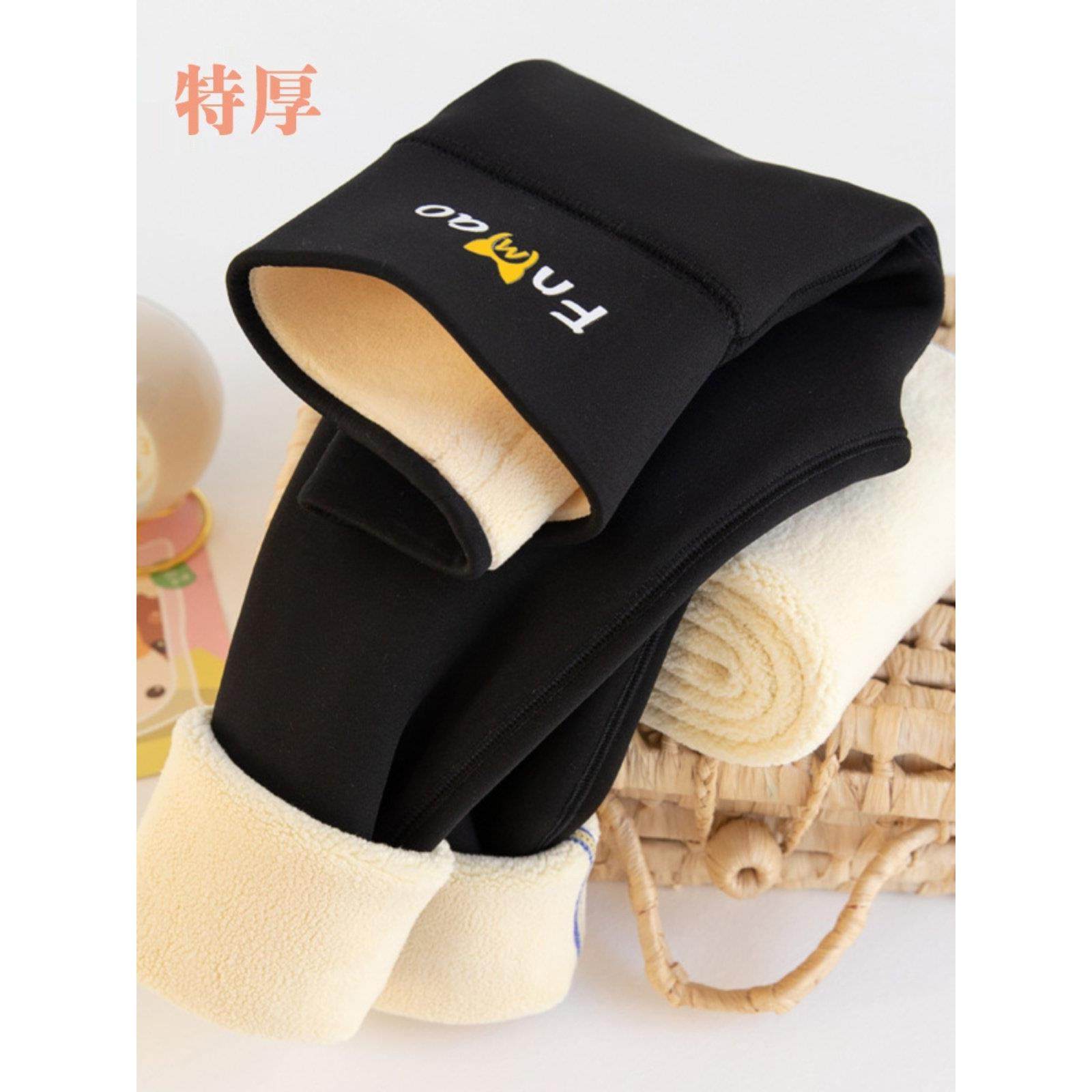 女童打底裤冬款加绒加厚2025新款鲨鱼裤中大童高腰裤黑色外穿裤子