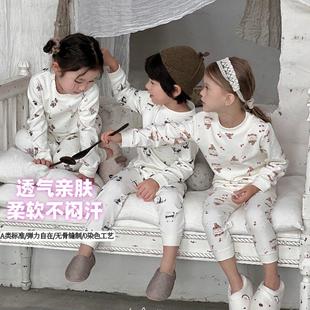 男童女宝秋衣秋裤套装纯棉舒绒儿童长袖家居服中厚款睡衣