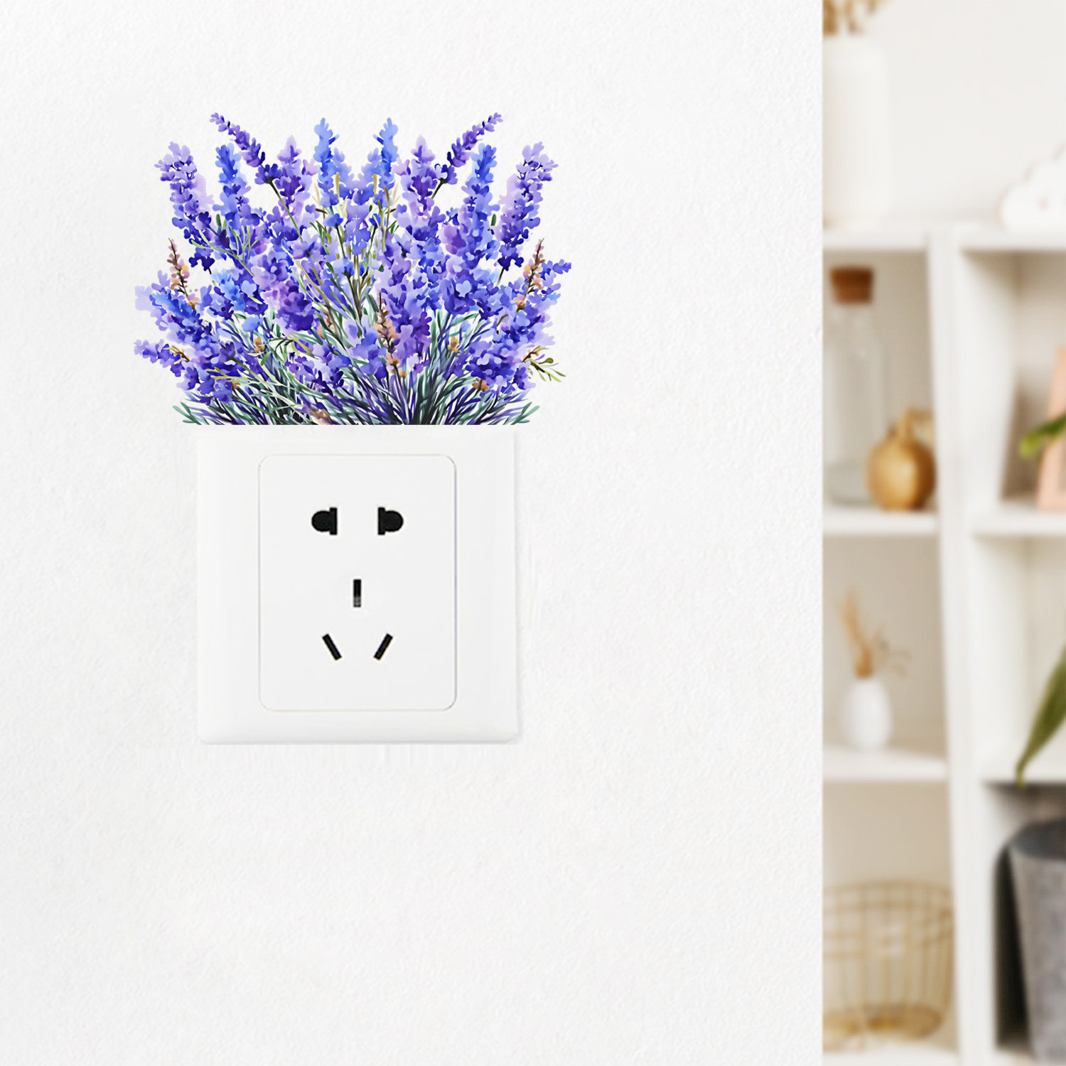 植物花朵紫色的薰衣草居家创意自粘贴纸美观墙面开关贴画可拆卸,家居饰品,软装墙贴,淘宝优惠券,粉丝福利购,淘宝优惠卷