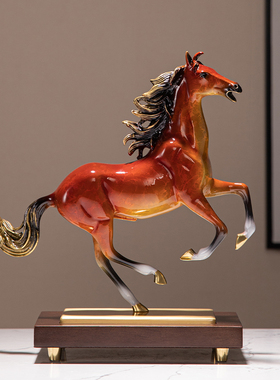 马到成功黄铜马摆件新中式高档客厅办公室领导装饰品公司开业礼物