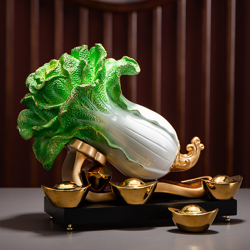 如意大白菜创意客厅摆件招财进宝百财高档轻奢办公室开店开业礼物