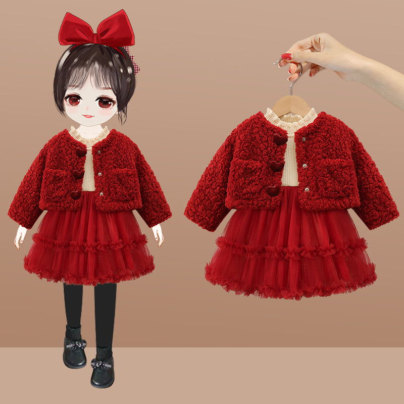 女童连衣裙冬装女宝宝裙子