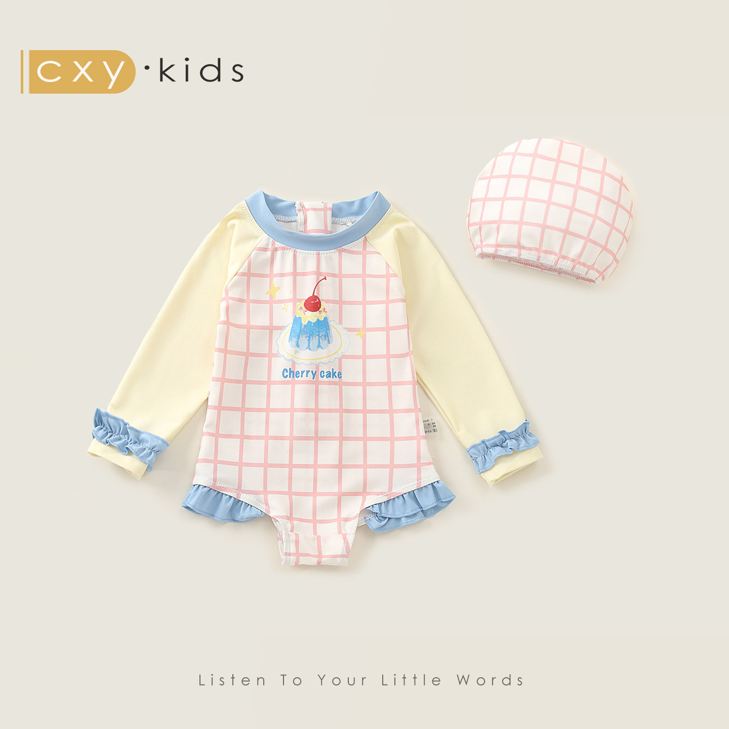 女童连体泳衣夏季可爱儿童长袖防晒游泳装2026新款女宝宝沙滩海边