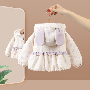 女童外套夹棉冬装宝宝加厚棉衣2025新款儿童加绒棉服女孩棉袄冬季